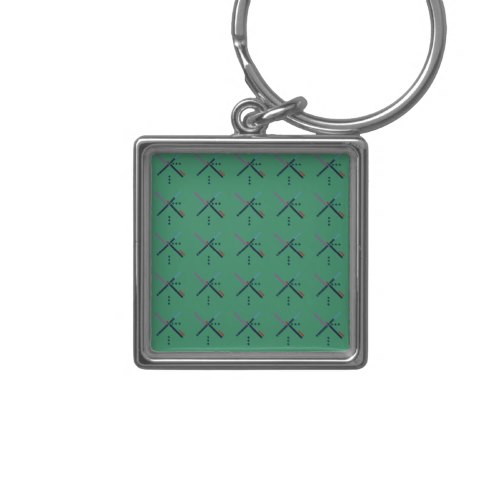PDX Airport Carpet Silver-Colored Square Keychain