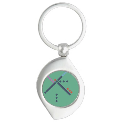 PDX Airport Carpet Silver-Colored Swirl Metal Keychain