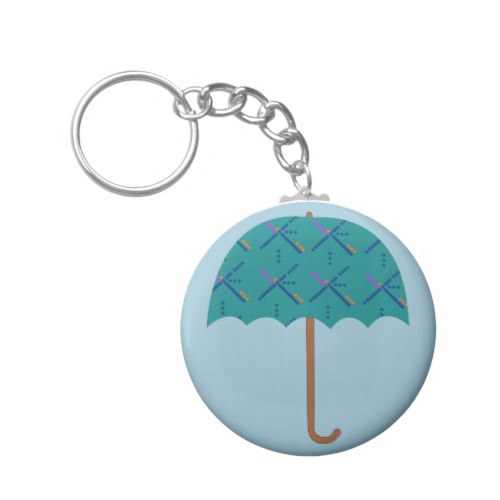 PDX Airport Carpet Umbrella Basic Round Button Keychain