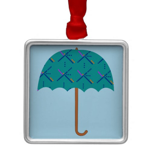 PDX Airport Carpet Umbrella Metal Ornament