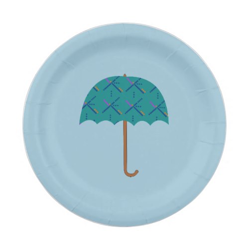 PDX Airport Carpet Umbrella Paper Plate