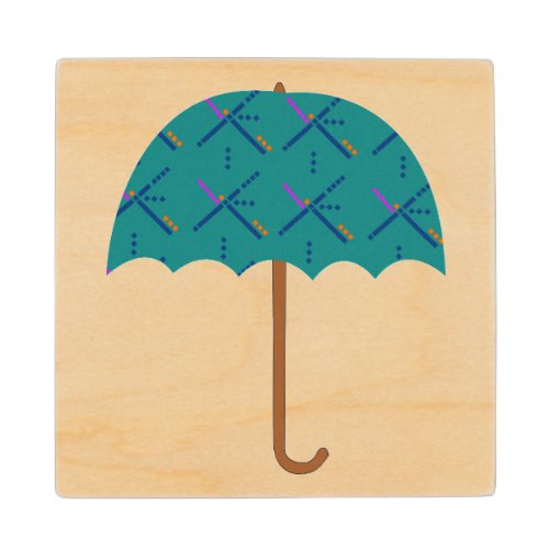 PDX Airport Carpet Umbrella Wood Coaster
