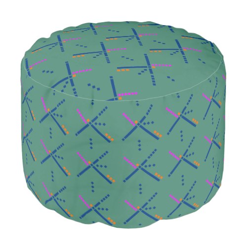 PDX Portland Airport Carpet Oregon Round Pouf