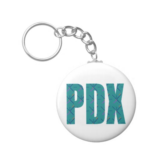 PDX Portland Airport Carpet Text Basic Round Button Keychain