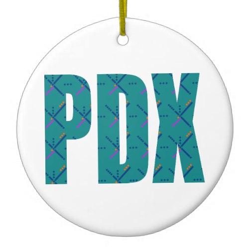 PDX Portland Airport Carpet Text Ceramic Ornament