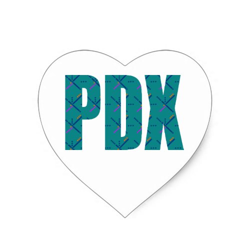 PDX Portland Airport Carpet Text Heart Sticker