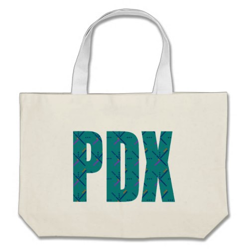 PDX Portland Airport Carpet Text Large Tote Bag