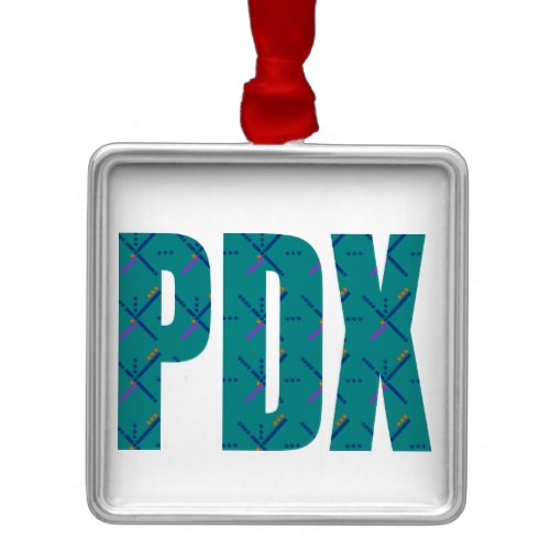 PDX Portland Airport Carpet Text Metal Ornament