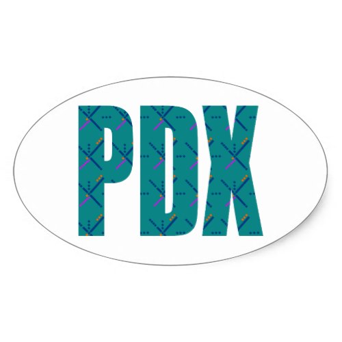 PDX Portland Airport Carpet Text Oval Sticker
