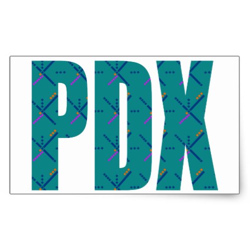 PDX Portland Airport Carpet Text Rectangular Sticker