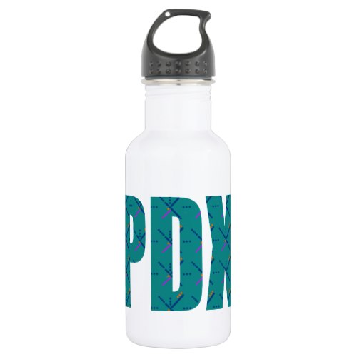 PDX Portland Airport Carpet Text Water Bottle