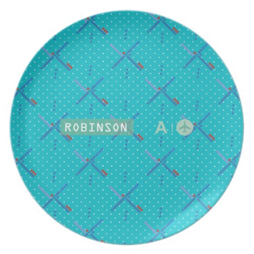 Portland Oregon Airport iconic carpet personalized Melamine Plate