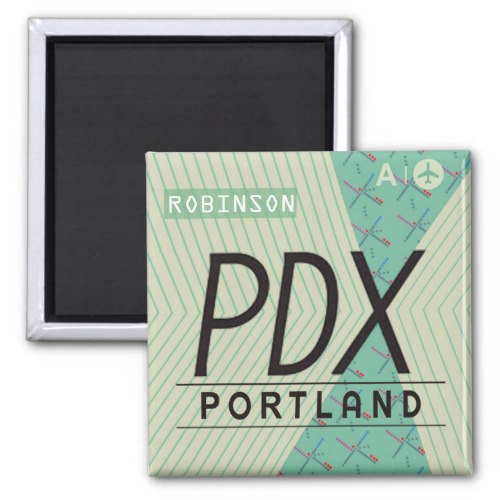 Portland Oregon Airport PDX code personalized 2 Inch Square Magnet