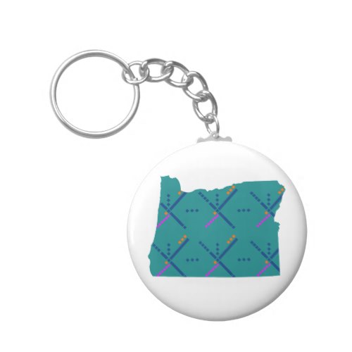 Portland Oregon PDX Airport Carpet Basic Round Button Keychain