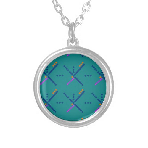 Portland Oregon PDX Airport Carpet Round Pendant Necklace