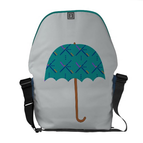 Portland Oregon PDX Airport Carpet Umbrella Messenger Bag
