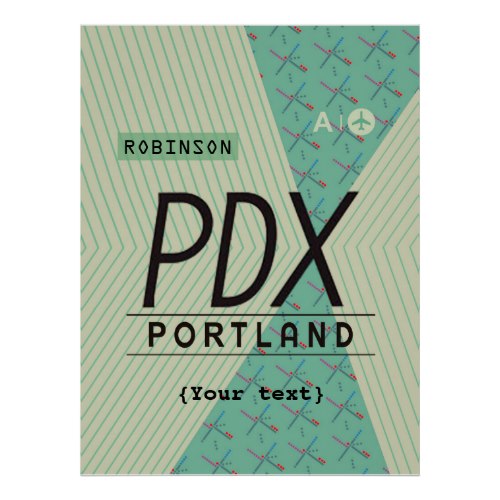 Portland Oregon PDX code Airport Tag personalized Poster